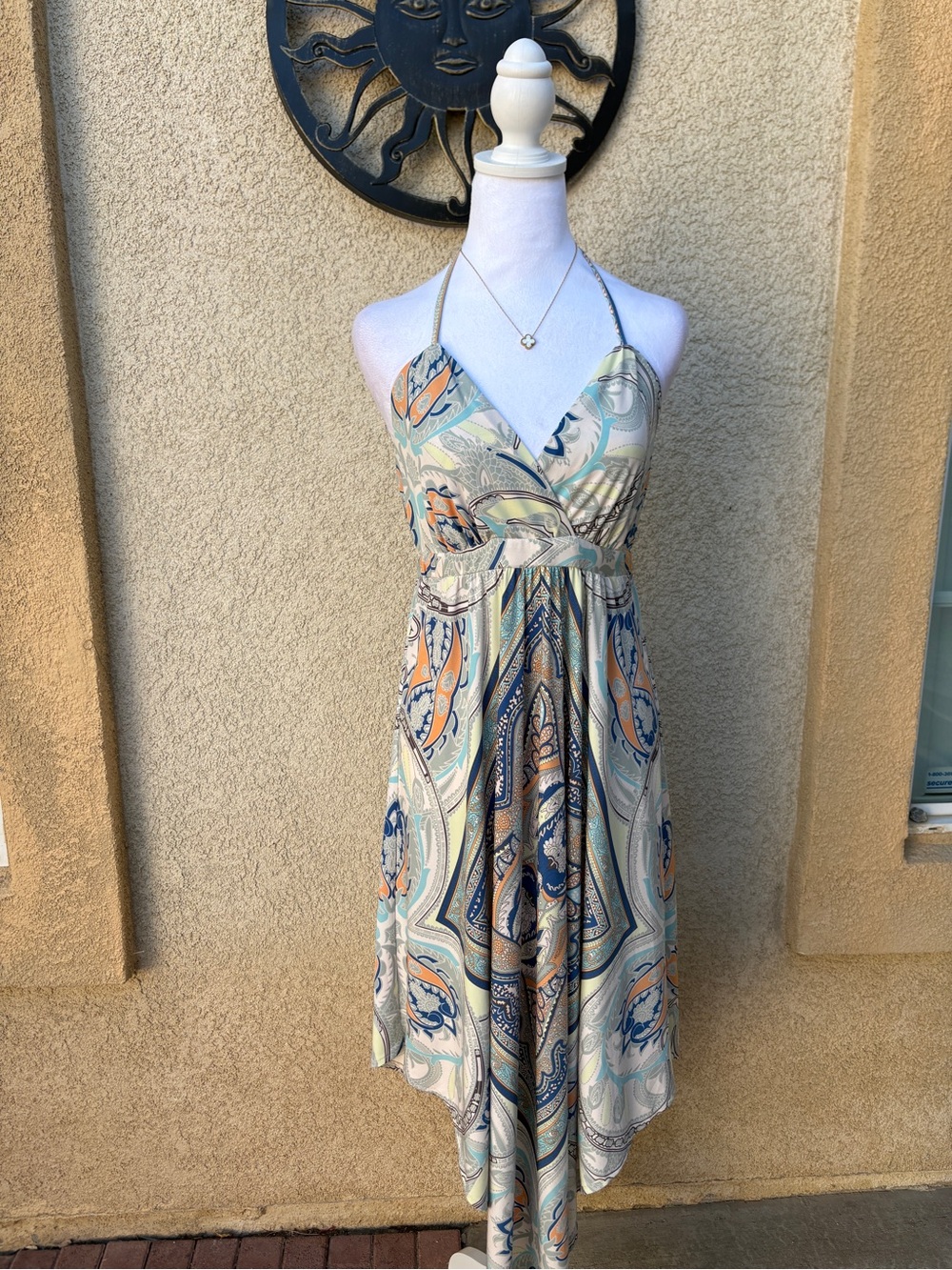 Boston Proper Paisley Print Halter Dress Y2K Boho Empire Waist Midi Bohemian